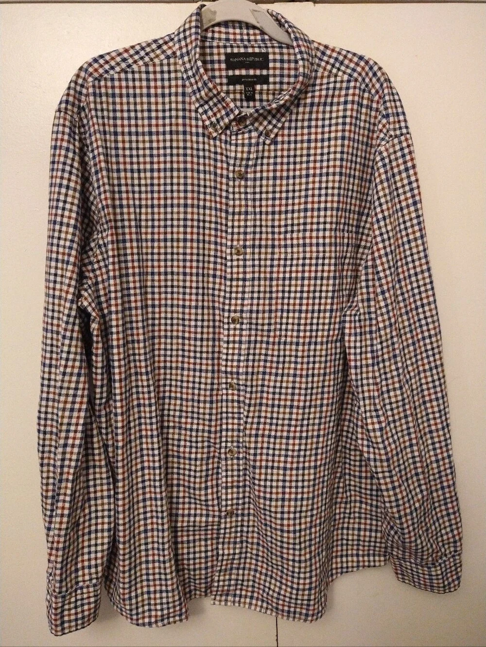 Banana Republic Untucked Fit Plaid Long Sleeve Button Down Shirt Men's sz XXL.